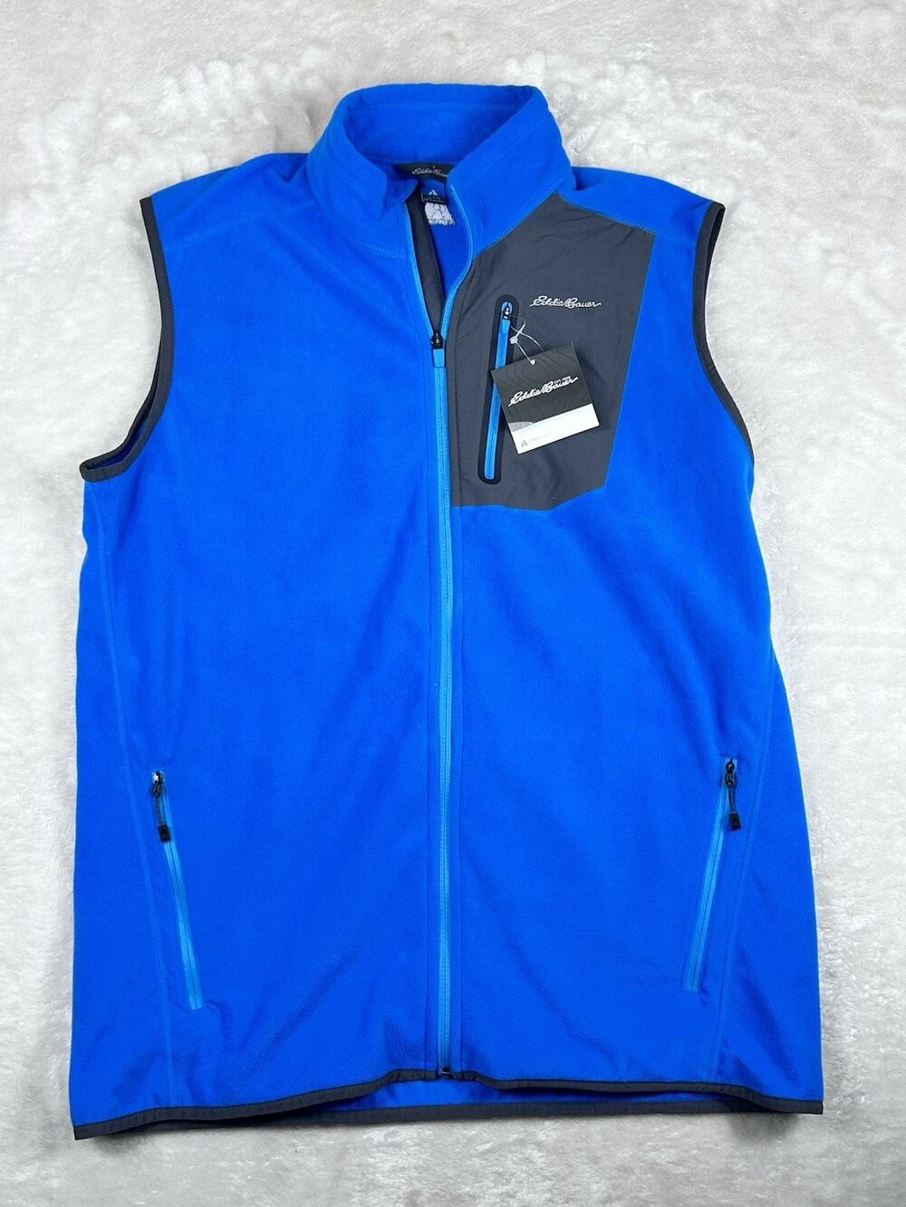 Eddie Bauer First Ascent Fleece Vest Mens Tall XL Royal Blue Full Zip Outdoor